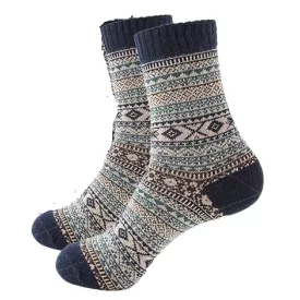   Felnőtt méretű meleg zokni, sötétkék mintás, kb. 37-41-es méret - ÚJ