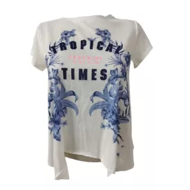 158-as fehér-kék virágos póló - H&M