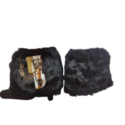 Női vagy nagylány fekete kocka-láncos rövid szőrmés lábszárvédő, 1 pár - Aura.Via - ÚJ