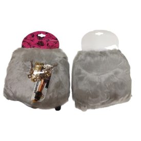   Női vagy nagylány világosszürke kocka-láncos rövid szőrmés lábszárvédő, 1 pár - Aura.Via - ÚJ