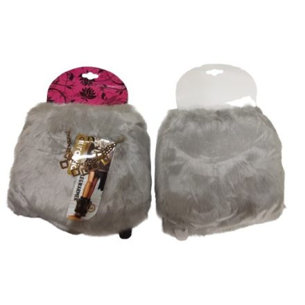 Női vagy nagylány világosszürke kocka-láncos rövid szőrmés lábszárvédő, 1 pár - Aura.Via - ÚJ