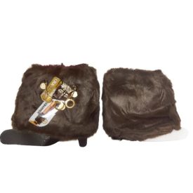   Női vagy nagylány barna kerek láncos rövid szőrmés lábszárvédő, 1 pár - Aura.Via - ÚJ