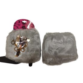   Női vagy nagylány világosszürke kerek láncos rövid szőrmés lábszárvédő, 1 pár - Aura.Via - ÚJ