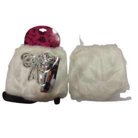   Női vagy nagylány fehér masnis rövid szőrmés lábszárvédő, 1 pár - Aura.Via - ÚJ