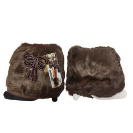   Női vagy nagylány barna masnis rövid szőrmés lábszárvédő, 1 pár - Aura.Via - ÚJ