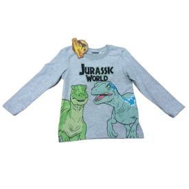 104-es szürke dínós pamutfelső - Jurassic World - ÚJ