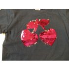 104-es kék cseresznyés átfordítható flitteres póló - Kiki & Koko - ÚJ