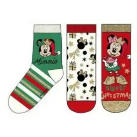   31-34-es Disney Mickey, Minnie Karácsony gyerek zokni, 3 pár egyben - ÚJ