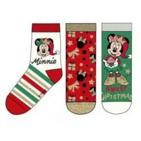   31-34-es karácsony gyerek zokni, 3 pár egyben - Disney Mickey, Minnie - ÚJ