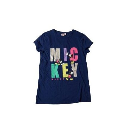 134-140-es kék feliratos lány póló - Mickey és Minnie Egér - Disney - ÚJ