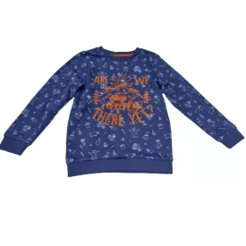 110-116-os kék mintás pamut pulóver - TU - ÚJ