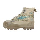 38-as vajszínű hímzett rátétes bakancs - Zara - ÚJ