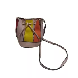   Színes, különleges női műbőr kistáska, crossbody, rózsaszín alap - ÚJ