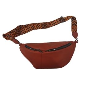   Rozsdaszínű nagyméretű műbőr övtáska díszes pánttal - ÚJ