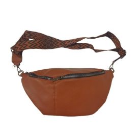 Barna nagyméretű műbőr övtáska díszes pánttal - ÚJ