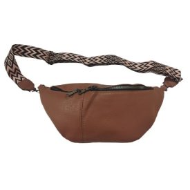   Rózsaszínes-barnás nagyméretű műbőr övtáska díszes pánttal - ÚJ