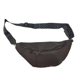   Szürke nagyméretű műbőr övtáska díszes pánttal - ÚJ