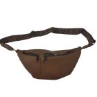 Barna nagyméretű műbőr övtáska barna-fekete díszes pánttal - ÚJ