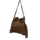 Barna zsák hatású rojtos női táska, ridikül - ÚJ