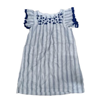 134-es fehér-kék csíkos hímzett ruha - H&M