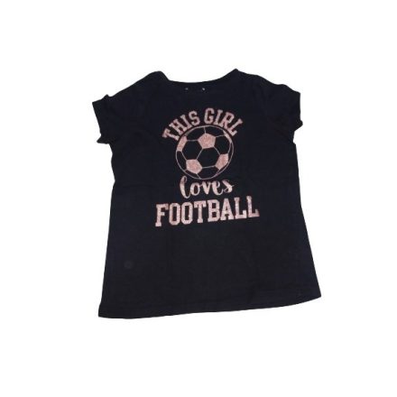 158-as fekete csillogó mintás focilabdás lány póló - Primark