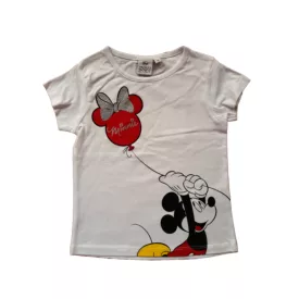   98-as fehér csillogó lány póló - Minnie és Mickey egér - Disney - ÚJ