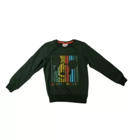 122-es zöld pamut pulóver - Miki Egér - ÚJ