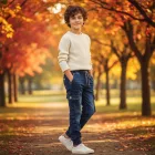 104-es kék, gumis derekú, polárral vékonyan bélelt fiú farmernadrág - F&D - ÚJ
