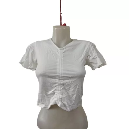 170-es fehér madeirás ujjú póló, top - H&M