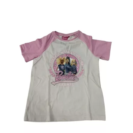 134-es fehér-rózsaszín póló - Barbie (matrica kicsit kopott)