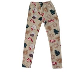   128-as drapp karácsonyi mintás vastagabb leggings, pamutnadrág - Little Kids