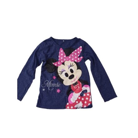 122-128-as kék csillogó pamutfelső - Minnie Egér