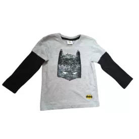   92-es szürke-fekete átforítható flitteres pamutfelső - Batman - ÚJ