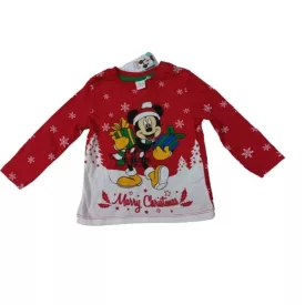   86-os piros karácsonyi pamutfelső - Miki Egér - Disney - ÚJ
