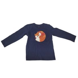   110-es sötétkék rókás unisex pamutfelső - Kiki & Koko (minta kicsit kopott)