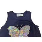 104-110-es sötétkék átfordítható flitteres lepkés póló - Desigual