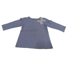 86-os kék csíkos masnis pamutfelső - H&M