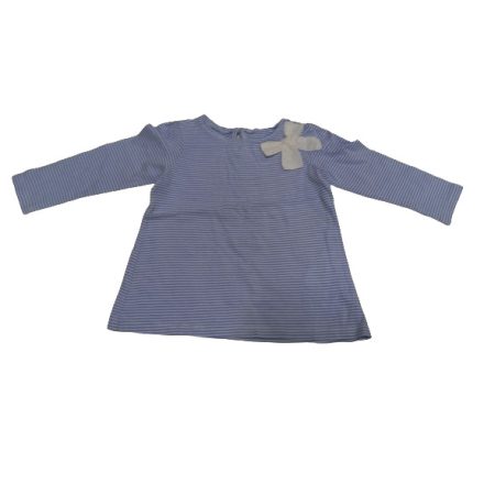 86-os kék csíkos masnis pamutfelső - H&M