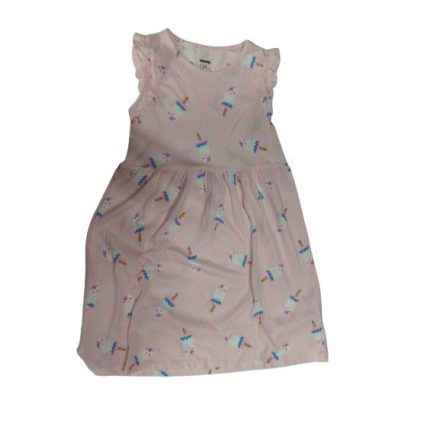 134-es rózsaszín unikornis-jégkrémes fodros vállú nyári ruha - Sinsay