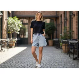   152-es koptatott kék farmer short, rövidnadrág lánynak - Denim & Denim
