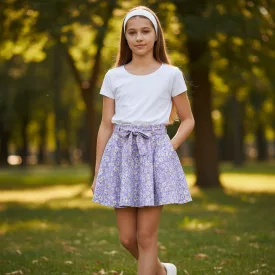 152-es lila virágos krepp szoknya - Zara