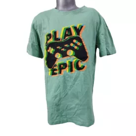 164-es zöld feliratos, játékkonzolos, gamer póló - H&M