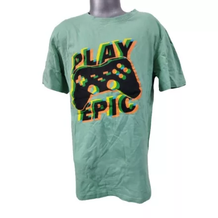 164-es zöld feliratos, játékkonzolos, gamer póló - H&M
