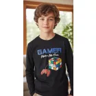 98-as sötétkék Rubik-kockás, gamer pamutfelső - Crossfire - ÚJ