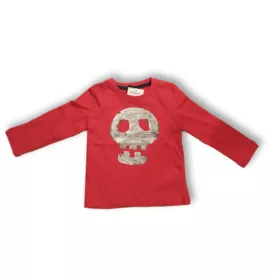   98-as piros koponyás átfordítható flitteres pamutfelső - Kiki & Koko - ÚJ