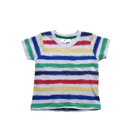   74-es fehér alapon színes csíkos fiú póló - Ergee - ÚJ