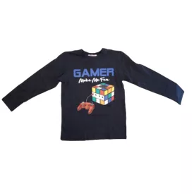   98-as sötétkék Rubik-kockás, gamer pamutfelső - Crossfire - ÚJ