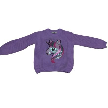 122-es lila kötött unikornisos pulóver - C&A