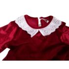 134-es bordó plüss karácsonyi, alkalmi ruha kis fehér csipkegallérral - Sinsay - ÚJ