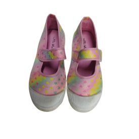   32-es rózsaszín szivecskés csillogó vászoncipő, tépőzáras váltócpiő, benti cipő - Nelli Blu